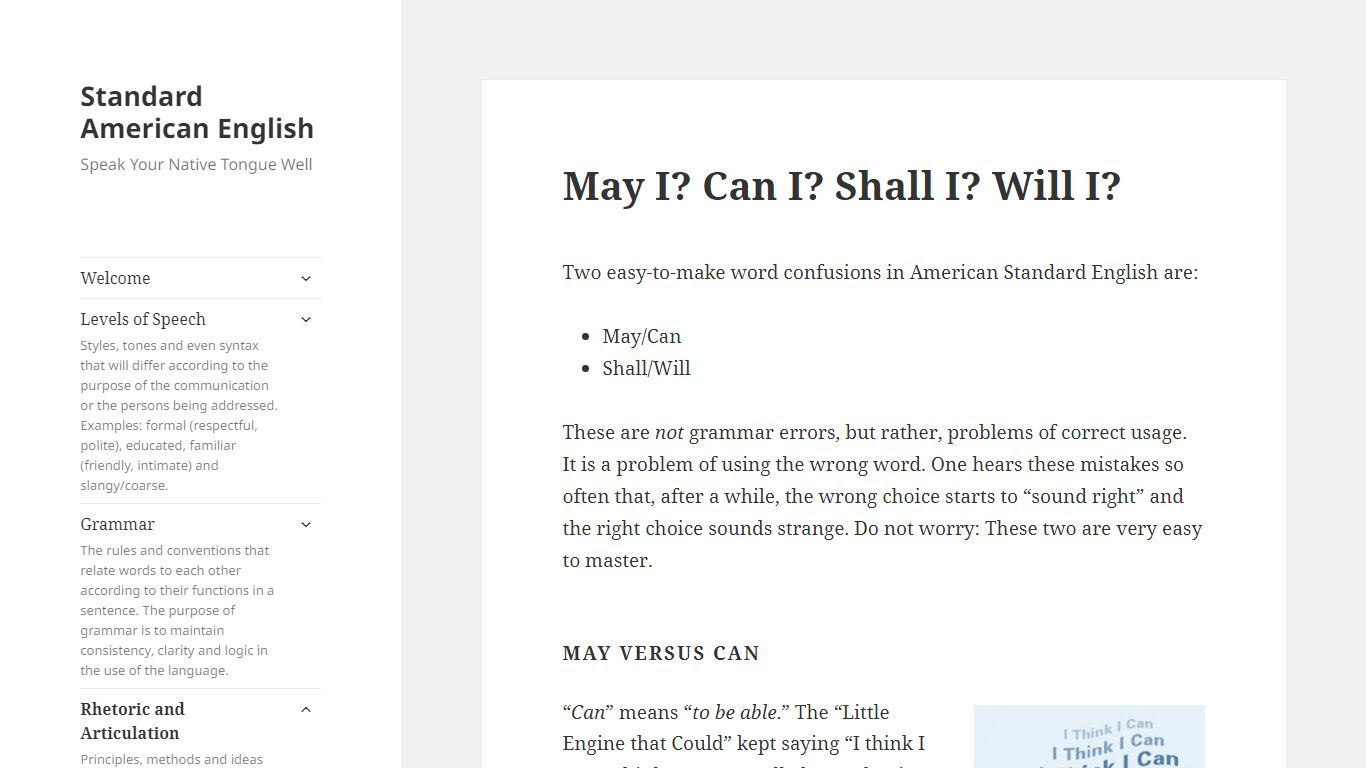 May I? Can I? Shall I? Will I? - Standard American English